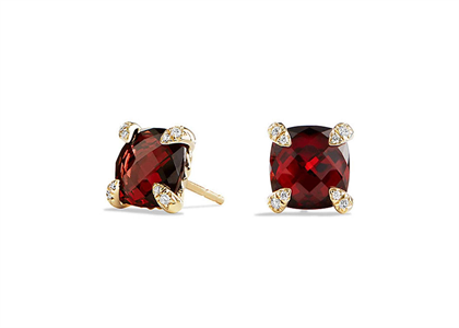 Gold Plated CZ Studded Square Shape Ruby Stud Earring